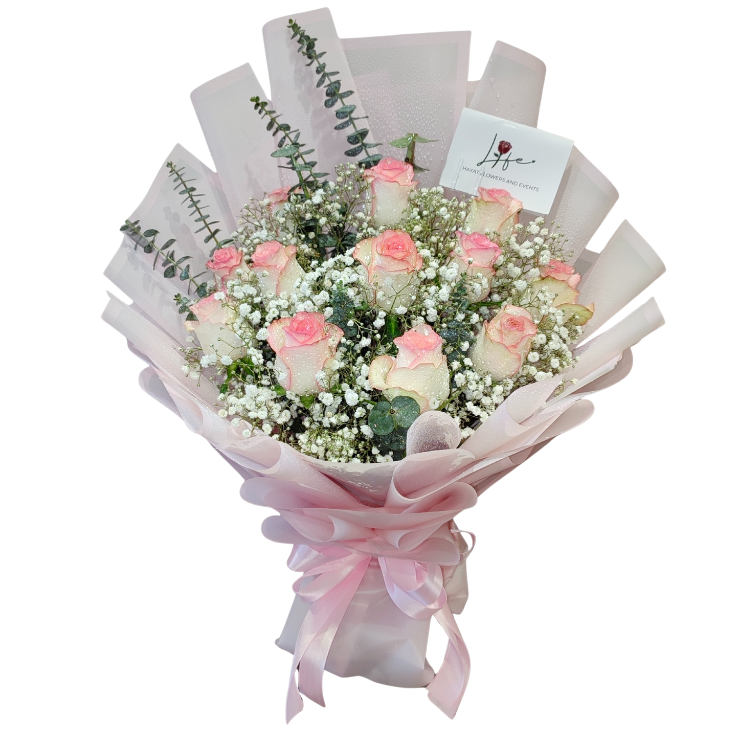 Hayat Flowers' pastel pink Rosé BLUSH roses bouquet.